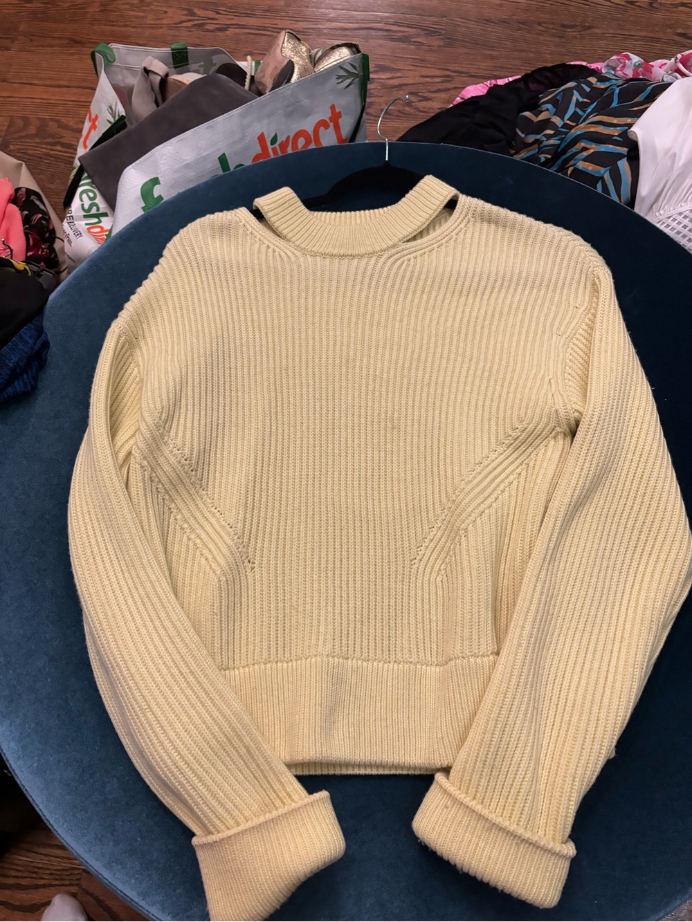 Proenza Butter Yellow Ribbed Crewneck Women's Sweater